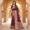 ₹1899 | MB 39 Wine Color Banarasi Saree with Zari Work & Lace Work. Introductory Price ₹1899. Delivery 4-6 Working Days. Shop now. | Sarees, Bollywood Sarees, Creative Sarees, Designer Sarees, Embroidered Sarees, Ethnic Saree, Modern Digital sarees, Party Wear Sarees