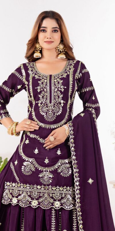 ₹2149 | ND 5033 Wine Chinon Silk Salwar Suit with Embroidery Work & Lace Work. Affordable Price ₹2149. Delivery 4-6 Working Days. Shop now. | Jump Suits, Salwar suit, Casual Suits, Creative suits, Designer Suits, Palazzo Suits, Party Wear Suits, Patiala Suits, Straight Suits