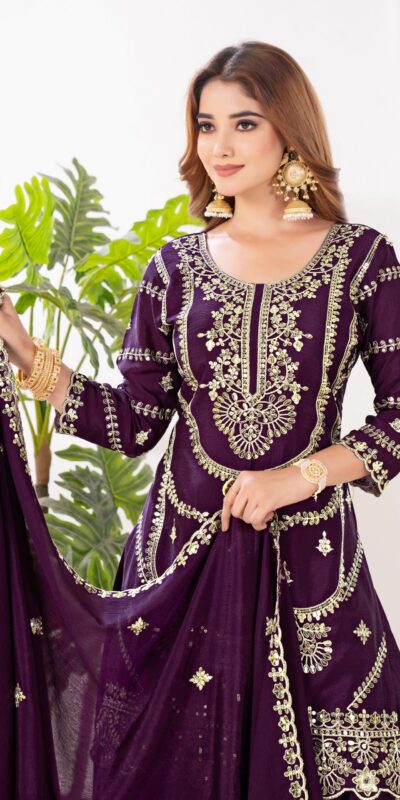 ₹2149 | ND 5033 Wine Chinon Silk Salwar Suit with Embroidery Work & Lace Work. Affordable Price ₹2149. Delivery 4-6 Working Days. Shop now. | Jump Suits, Salwar suit, Casual Suits, Creative suits, Designer Suits, Palazzo Suits, Party Wear Suits, Patiala Suits, Straight Suits
