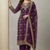SRK 5231 Wine Color Pure Chinon Silk With Embroidery Sequence Work Salwar Suit Casual, Wedding, Party, Festive, Events Etc.4-6 Working Days@ 2699/-only | Jump Suits, Salwar suit, Casual Suits, Creative suits, Designer Suits, Palazzo Suits, Party Wear Suits, Patiala Suits, Straight Suits