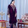 Wine Viscose Velvet Embroidery Salwar Suit