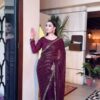 Beautiful Wine Kasturi Silk Sequins Work Saree