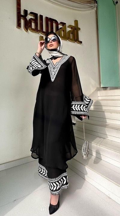 ₹1849 | ST 147 Black Color Faux Georgette Salwar Suit with Embroidery Work. Best Price ₹1849. Delivery 4-6 Working Days. Shop now. | Jump Suits, Salwar suit, Casual Suits, Creative suits, Designer Suits, Palazzo Suits, Party Wear Suits, Patiala Suits, Straight Suits