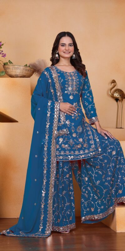 FE 99 Blue Color Fox Georgette Salwar Suit with Embroidery Work. Online Now at just ₹2549. Delivery 4-6 Working Days. Shop now. | Jump Suits, Salwar suit, Casual Suits, Creative suits, Designer Suits, Palazzo Suits, Party Wear Suits, Patiala Suits, Straight Suits