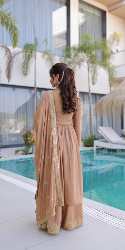 ₹2649 | KA 1233 Chiku Super Silk Salwar SuitPerfect for Wedding, Party, Sangeet, Family Gatherings, Reception – . Festive Deal ₹2649. Delivery 4-6 Working Da | Jump Suits, Salwar suit, Casual Suits, Creative suits, Designer Suits, Palazzo Suits, Party Wear Suits, Patiala Suits, Straight Suits