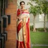 Classic Off White Lichi Silk Jacquard Work Saree