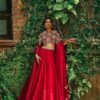 Classic Red Roman Silk Sequins Work Lehenga Choli