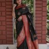 Dazzling Black Lichi Silk Jacquard Work Saree