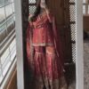 Dazzling Peach Chinon Silk Embroidery Work Salwar Suit