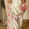 Dreamy Off White Japan Satin Embroidery Work Salwar Suit