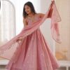 JF 038 Pink Roman Silk Gown with Embroidery Work. Wedding, Party, Festive, Events, Navratri, Exclusive Offer ₹2149. Delivery 4-6 Working Days. Shop now. | Gowns, Bollywood Gowns, Creative Gowns, Designer Gowns, Embroidered Gowns, Party Wear Gowns