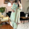 Elegant Pista Chinon Silk Embroidery Work Salwar Suit