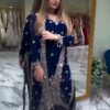 Fancy Navy Blue Georgette Embroider Work Salwar Suit