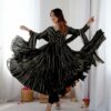 SRK 5305 Black Color Mal Chanderi Gown with Mirror Work & Lace Work. Grab it for ₹2399. Delivery 4-6 Working Days. Shop now. | Gowns, Bollywood Gowns, Creative Gowns, Designer Gowns, Embroidered Gowns, Party Wear Gowns