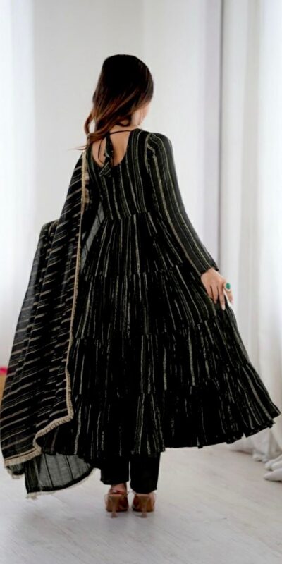 SRK 5305 Black Color Mal Chanderi Gown with Mirror Work & Lace Work. Grab it for ₹2399. Delivery 4-6 Working Days. Shop now. | Gowns, Bollywood Gowns, Creative Gowns, Designer Gowns, Embroidered Gowns, Party Wear Gowns