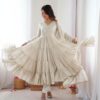 SRK 5305 White Color Mal Chanderi Gown with Mirror Work & Lace Work. Grab it for ₹2399. Delivery 4-6 Working Days. Shop now. | Gowns, Bollywood Gowns, Creative Gowns, Designer Gowns, Embroidered Gowns, Party Wear Gowns