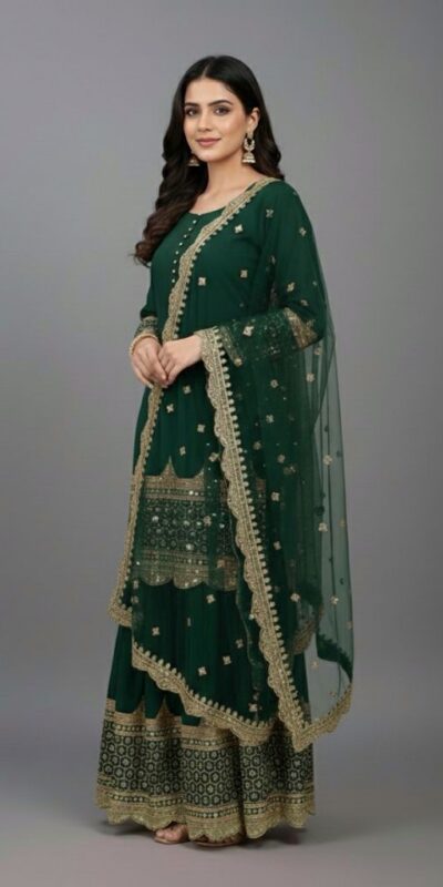 ₹2099 | ZF 250 Green Color Faux Georgette Embroidery Sequence Work Sharara Suit Wedding, Party, Festive, Events Etc. Expected Delivery 4-6 Working Days @2099/- | Jump Suits, Salwar suit, Casual Suits, Creative suits, Designer Suits, Palazzo Suits, Party Wear Suits, Patiala Suits, Straight Suits