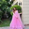 Light Pink Faux Georgette Thread Sequence Salwar Suit