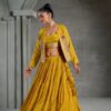 Majestic Yellow Chinon Thread Work Lehenga Choli