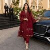Maroon Faux Georgette Embroider Work Salwar Suit