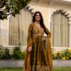 RR 38 Mustered Fendy Satin Gown Perfect for Wedding, Party, Pongal, Makar Sankranti, Ganesh Chaturthi – . Available at ₹2649 only. Delivery 4-6 Wor | Gowns, Bollywood Gowns, Creative Gowns, Designer Gowns, Embroidered Gowns, Party Wear Gowns