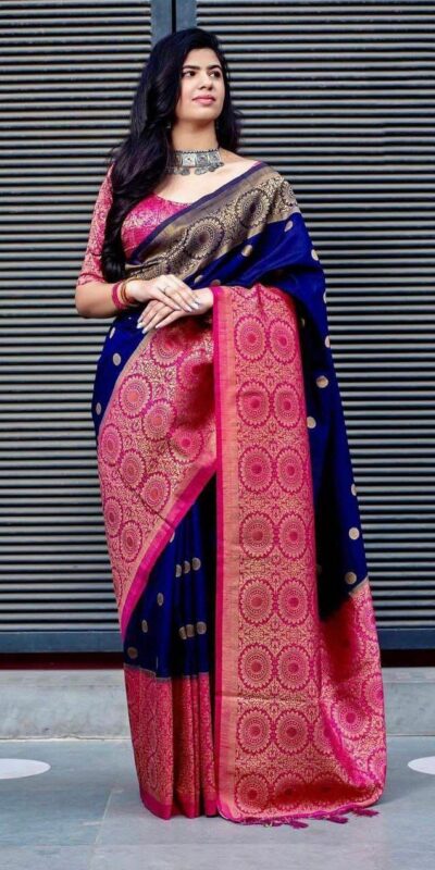 KPR 088 Navy Blue Color Soft Lichi Silk Saree with Lace Border & Lace Work. Best Price ₹1449. Delivery 4-6 Working Days. Shop now. | Sarees, Bollywood Sarees, Creative Sarees, Designer Sarees, Embroidered Sarees, Ethnic Saree, Modern Digital sarees, Party Wear Sarees