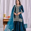Navy Blue Viscous Velvet  Embroidery Work Salwar Suit