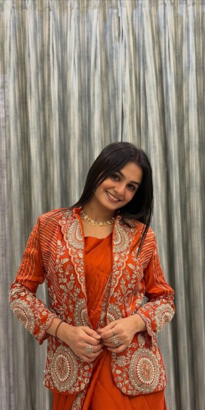 ST 1147 Orange in Rangoli Silk. Lace Work & Embroidery Work Saree Special Price ₹2099. Delivery 4-6 Working Days. Shop now. | Sarees, Bollywood Sarees, Creative Sarees, Designer Sarees, Embroidered Sarees, Ethnic Saree, Modern Digital sarees, Party Wear Sarees