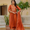 ₹2049 | DIVA 126 Orange Viscose Roman Silk Anarkali Suit with Mirror Work & Embroidery Work. Affordable Price ₹2049. Delivery 4-6 Working Days. Shop now. | Anarkali Suits, Bollywood Anarkali, Creative-Anarkali, Designer Anarkali, Embroidered Anarkali, Party Wear Anarkali