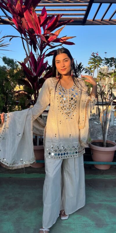 BE 328 Off White Faux Georgette Salwar Suit Perfect for Wedding, Party, Family Gatherings, Sangeet, Housewarming – . Affordable Price ₹2049. Days | Jump Suits, Salwar suit, Casual Suits, Creative suits, Designer Suits, Palazzo Suits, Party Wear Suits, Patiala Suits, Straight Suits