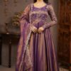 Perfect Purple Cosmos Silk Embroidery Work Anarkali Suit