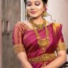 Pink Lichi Silk Rich Pallu Jacquard Work Saree