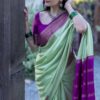 Pista Soft Lichi Silk Jacquard Border Saree