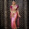Pretty Peach Lichi Silk Jacquard Work Saree