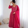 SRK 5293 Pink With Crunchy Silk With Fully Flair with Lace Work & Embroidery Work Anarkali Gown . Introductory Price ₹2149. Delivery 4-6 Worki | Gowns, Bollywood Gowns, Creative Gowns, Designer Gowns, Embroidered Gowns, Party Wear Gowns