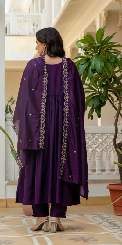 ₹2049 | DIVA 126 Purple Viscose Roman Silk Anarkali Suit with Mirror Work & Embroidery Work. Affordable Price ₹2049. Delivery 4-6 Working Days. Shop now. | Anarkali Suits, Bollywood Anarkali, Creative-Anarkali, Designer Anarkali, Embroidered Anarkali, Party Wear Anarkali