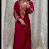 Red Chinon Sequence Coding Dori Work Salwar Suit