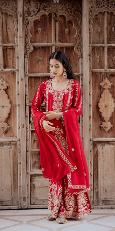 ₹2599 | KD 1528 Red Printed Chinon Salwar Suit with Lace Work & Mirror Work. Affordable Price ₹2599. Delivery 4-6 Working Days. Shop now. | Jump Suits, Salwar suit, Casual Suits, Creative suits, Designer Suits, Palazzo Suits, Party Wear Suits, Patiala Suits, Straight Suits