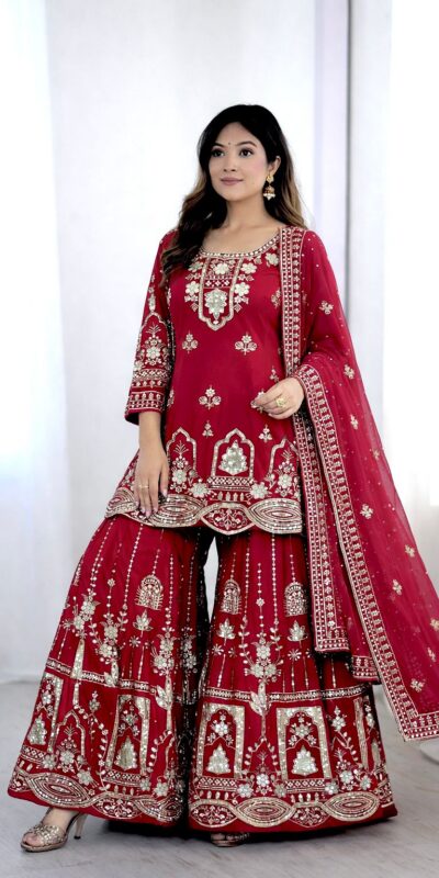 ₹2399 | WW 1250 Red Faux Georgette With 5 mm Sequence Work Salwar Suit Wedding, Party, Festive, Events Etc. Expected Delivery 4-6 Working Days @2399/- | Jump Suits, Salwar suit, Casual Suits, Creative suits, Designer Suits, Palazzo Suits, Party Wear Suits, Patiala Suits, Straight Suits