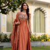 RR 39 Rust Vichitra Silk Gown Perfect for Wedding, Party, Holi, Anniversary, Mehendi –. Grab it for ₹2149. Delivery 4-6 Working Days. Shop now. | Gowns, Bollywood Gowns, Creative Gowns, Designer Gowns, Embroidered Gowns, Party Wear Gowns