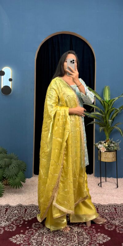 ST 1099 Sky Blue Zimmy Silk Salwar Suit Perfect for Wedding, Party, Karwa Chauth, Haldi, Eid – . Special Price ₹2449. Delivery 4-6 Working Days. Shop no | Jump Suits, Salwar suit, Casual Suits, Creative suits, Designer Suits, Palazzo Suits, Party Wear Suits, Patiala Suits, Straight Suits