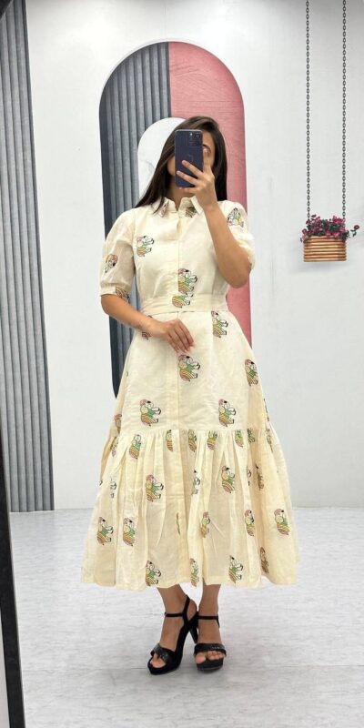 EPC 509 Stunning Off White Pure Cotton Embroidery Work Gown . Affordable Price ₹1749. Delivery 4-6 Working Days. Shop now. | Gowns, Bollywood Gowns, Creative Gowns, Designer Gowns, Embroidered Gowns, Party Wear Gowns