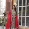 Stylish Sky Blue Russian Silk Embroidery Work Gown