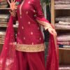 Super Red Natural Crap Embroider Work Salwar Suit