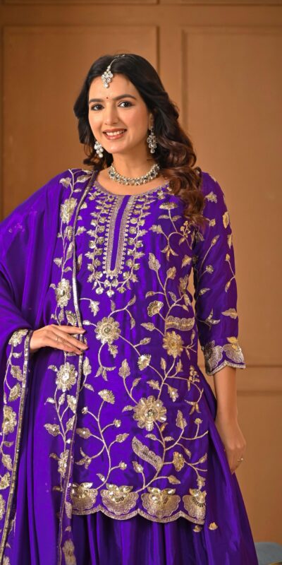MD 3057 Purple Chinon Silk Salwar Suit with Embroidery Work & Lace Work. Affordable Price ₹2149. Delivery 4-6 Working Days. Shop now. | Jump Suits, Salwar suit, Casual Suits, Creative suits, Designer Suits, Palazzo Suits, Party Wear Suits, Patiala Suits, Straight Suits