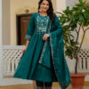 ₹2049 | DIVA 126 Teal Viscose Roman Silk Anarkali Suit with Mirror Work & Embroidery Work. Affordable Price ₹2049. Delivery 4-6 Working Days. Shop now. | Anarkali Suits, Bollywood Anarkali, Creative-Anarkali, Designer Anarkali, Embroidered Anarkali, Party Wear Anarkali
