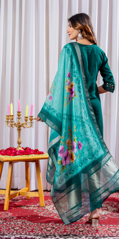 DIVA 111 Teal Viscose Silk Salwar Suit with Thread Embroidery Work. Best Price ₹2049. Delivery 4-6 Working Days. Shop now. | Jump Suits, Salwar suit, Casual Suits, Creative suits, Designer Suits, Palazzo Suits, Party Wear Suits, Patiala Suits, Straight Suits