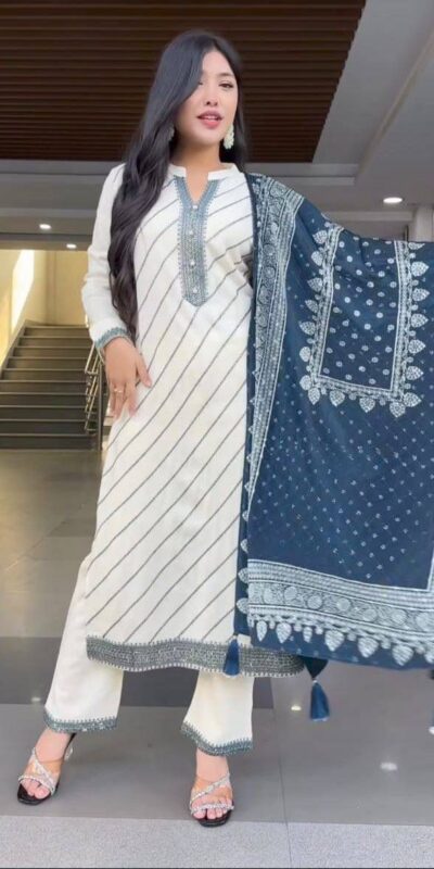 ₹1599 | DC 113 White in Maslin Digital Print Salwar Suit . Wedding, Party, Festive, Events, Introductory Price ₹1599. Delivery 4-6 Working Days. Shop now. | Jump Suits, Salwar suit, Casual Suits, Creative suits, Designer Suits, Palazzo Suits, Party Wear Suits, Patiala Suits, Straight Suits