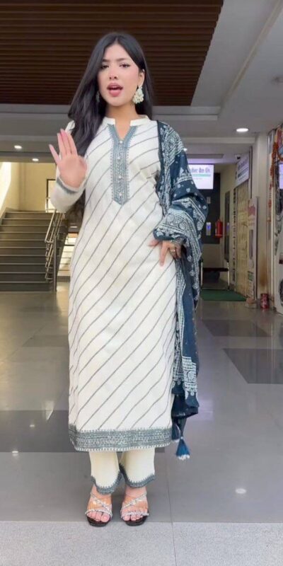 ₹1599 | DC 113 White in Maslin Digital Print Salwar Suit . Wedding, Party, Festive, Events, Introductory Price ₹1599. Delivery 4-6 Working Days. Shop now. | Jump Suits, Salwar suit, Casual Suits, Creative suits, Designer Suits, Palazzo Suits, Party Wear Suits, Patiala Suits, Straight Suits