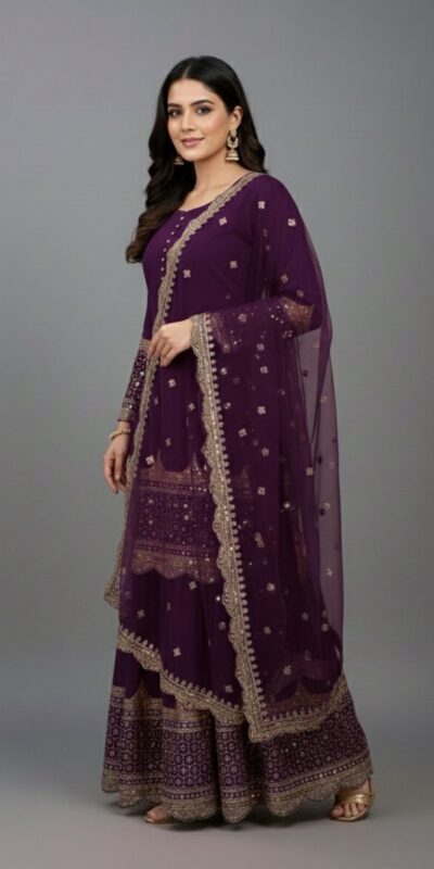 ₹2099 | ZF 250 Wine Color Faux Georgette Embroidery Sequence Work Sharara Suit Wedding, Party, Festive, Events Etc. Expected Delivery 4-6 Working Days @2099/- | Jump Suits, Salwar suit, Casual Suits, Creative suits, Designer Suits, Palazzo Suits, Party Wear Suits, Patiala Suits, Straight Suits